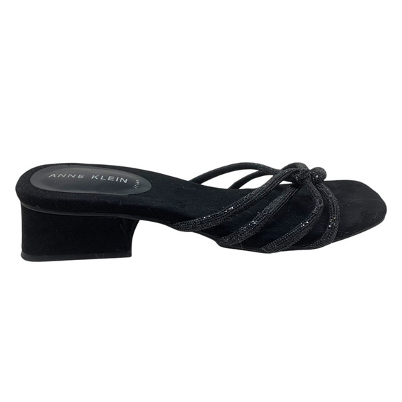 Anne Klein Nicoletta iFLex Sz 9.5 Black Block Heel Strappy Slide Sandals - Picture 3 of 8